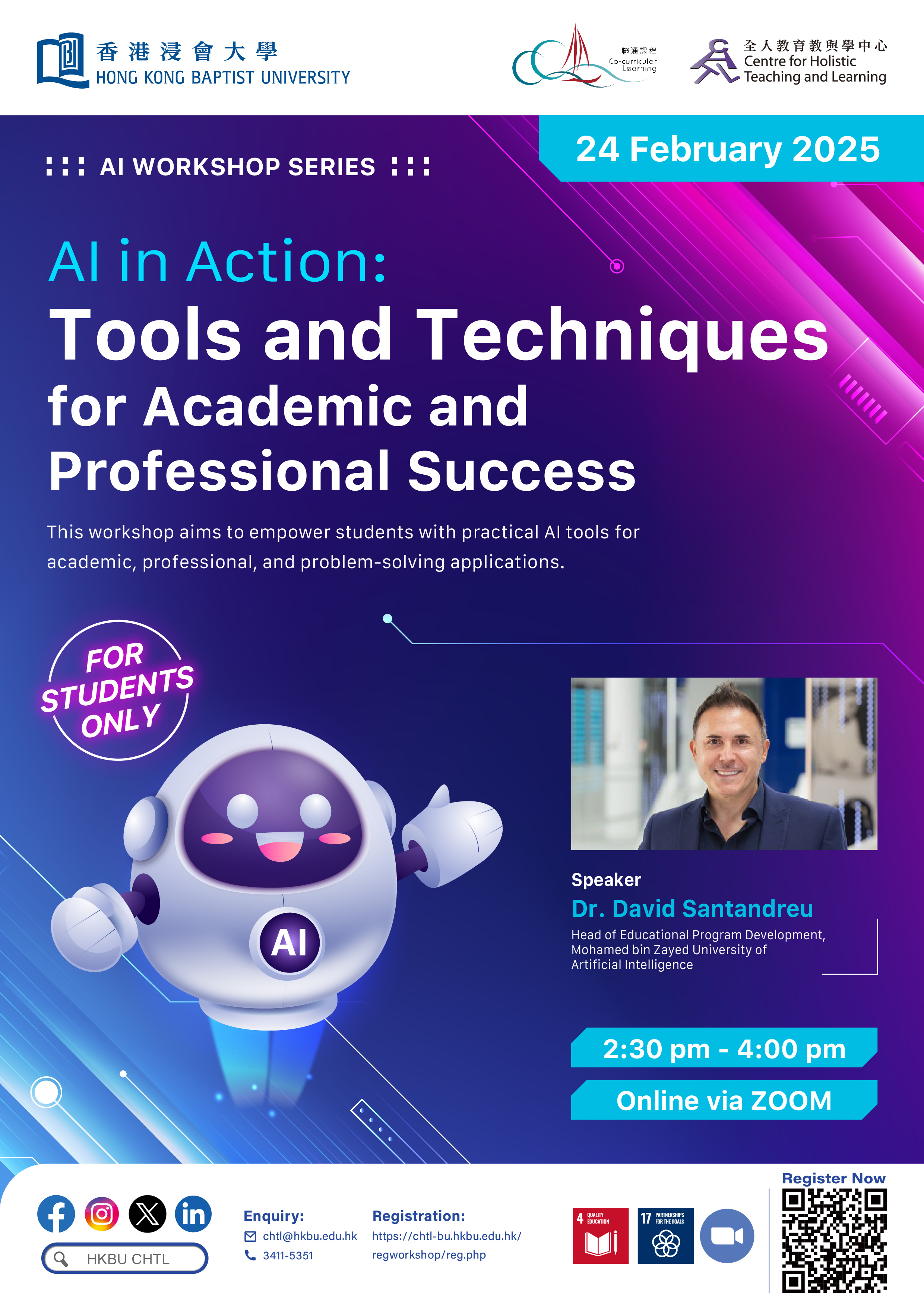 AI Workshop Series: AI in Action: Tools and Techniques for Academic and Professional Success [CCL Recognized] (For Students)